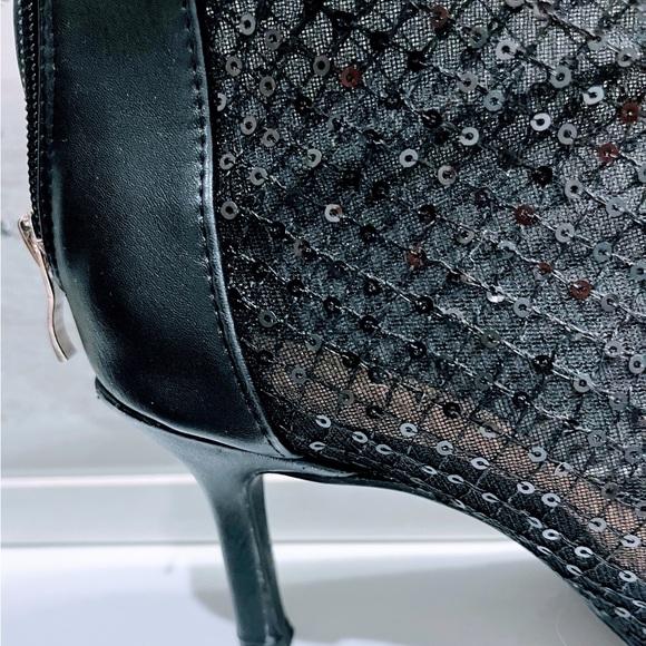 Elegant Black Mesh Open Toe Ankle Pumps 7.5 - Picture 7 of 8